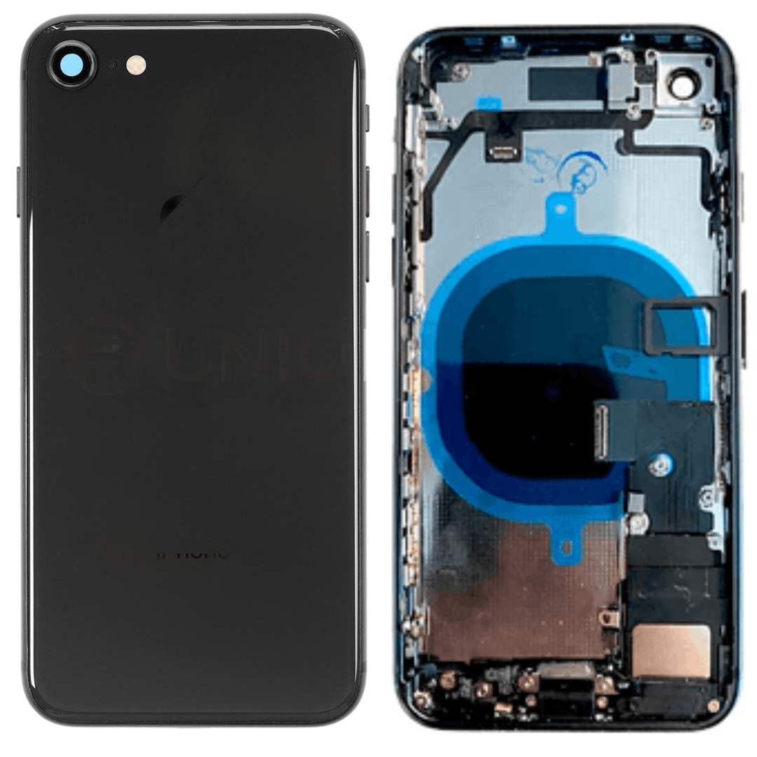 Back Housing With Small Parts for iPhone 8 - Black - Best Cell Phone Parts Distributor in Canada, Parts Source Back Housing With Small Parts for iPhone 8 - Black - Best Cell Phone Parts Distributor in Canada, Parts Source